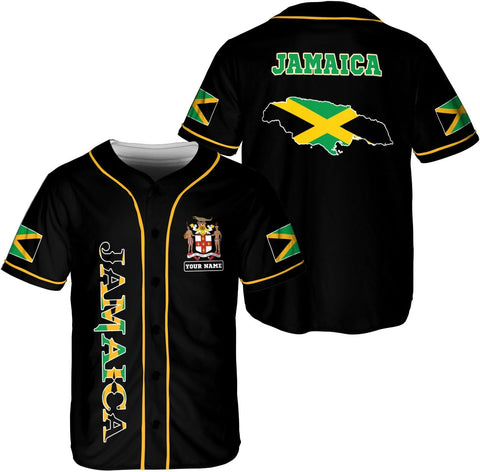 Leprints Personalized Jamaica Baseball Jersey Shirt, Custom Team Name Jamaican Baseball Jersey for Men, Women
