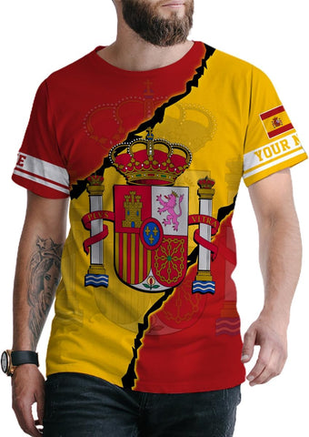 Ligthuy Personalized Name Spain Shirt 3D, Custom Spainish Shirt Flag for Men and Women, Italia Shirt Soccer Unisex Size