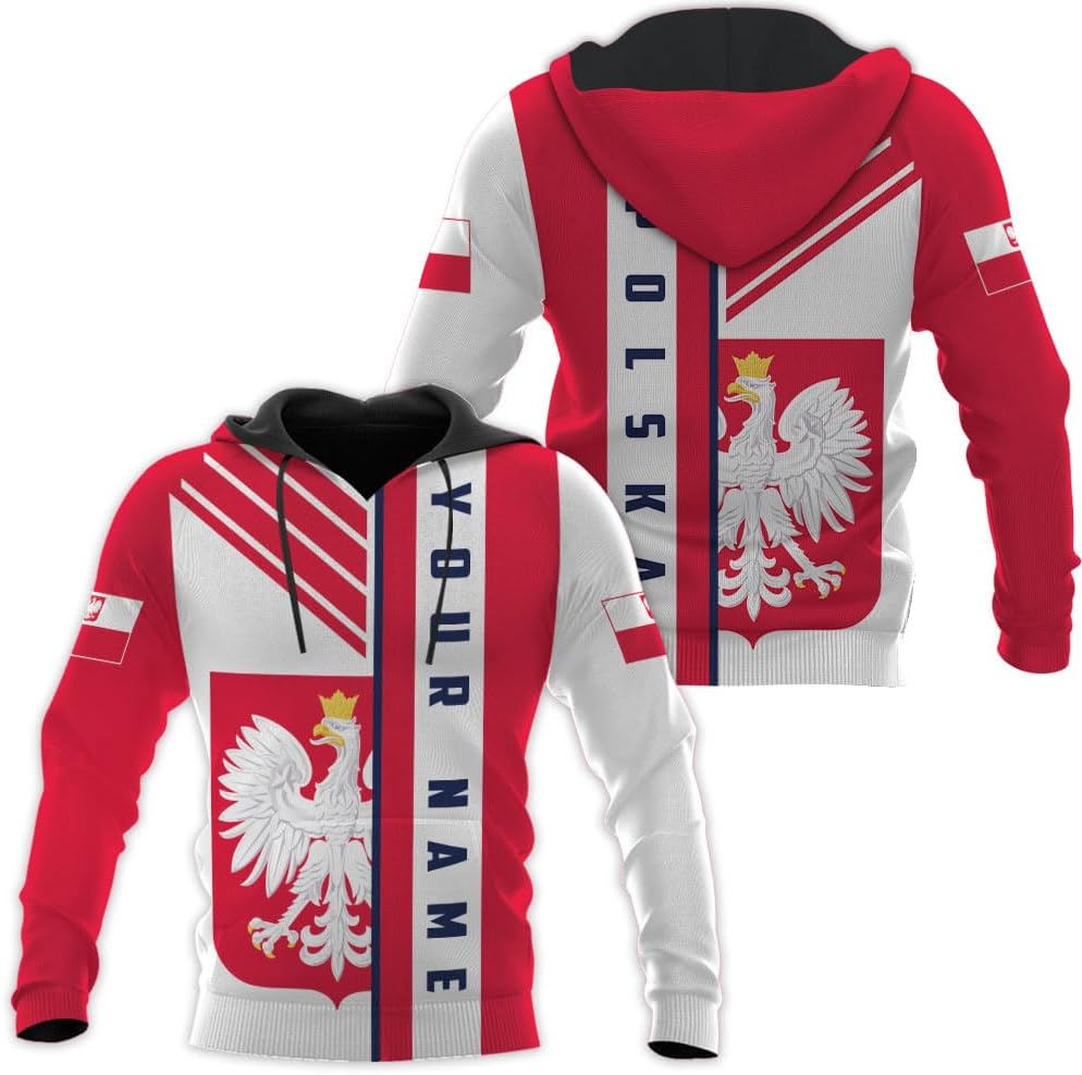 Vybonz Personalized Poland Hoodie Women & Men 3D, Poland Pride Shirt Polish Eagle
