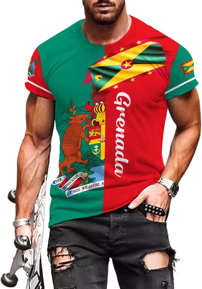 Podagree Personalized Grenada T-Shirt 3D, Proud Grenadan Tshirt, Grenada Flag Grenadian Pride Grenadian Heritage Shirt