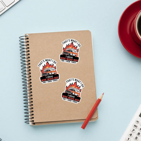 (3Pcs) That's What I Do, I Drive Wee Woo Bus Sticker, Funny EMS EMT Stickers Medical Parademic Ambulance Driver Gifts - Stickers for Laptop Water Bottle Phone Car Window Helmet 3 inches