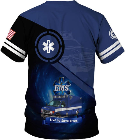 Mostefy Personalized Name EMS Shirt 3D Uniform Emergency Medical Technician, EMS Shirts for Men, EMT Shirt, Paramedic Shirt