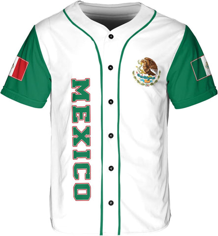 Mostefy Custom Mexico Baseball Jerseys Mexican Eagle & Flag Shirt for Teams, Mexico Shirts for Men & Women Size S-5XL