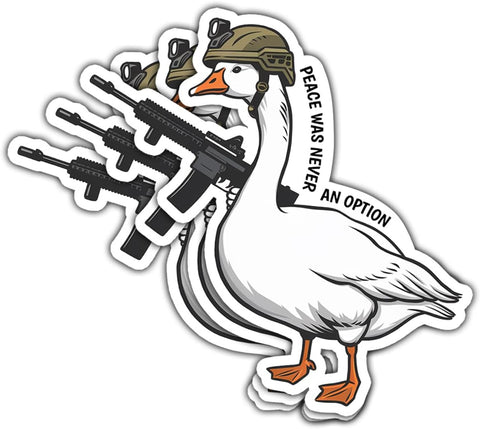 (3pcs) Tactical Goose Sticker, Armed Goose Sticker, Goose with Shoot Stickers, Goose Peach was Never an Option Stickers 3" Die-Cut Waterproof for Laptop Water Bottle Phone Window Helmet