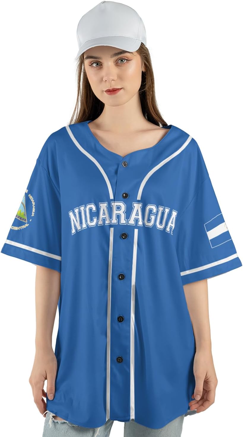 Personalized Nicaragua Baseball Jersey, Custom Nicaragua Baseball Jersey for Men & Women, Nicaraguan Camisas Shirt