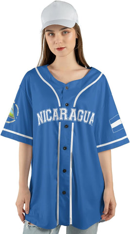 Personalized Nicaragua Baseball Jersey, Custom Nicaragua Baseball Jersey for Men & Women, Nicaraguan Camisas Shirt