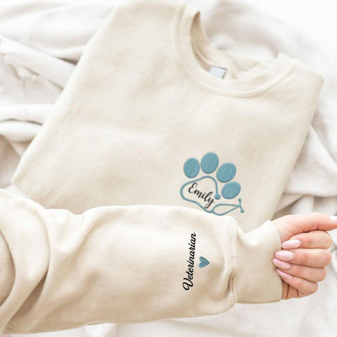Leeprints Personalized Embroiderd Veterinary Medicine Sweatshirt - Vet Tech Sweater, Veterinarian Gift, Vet Med Staff Gifts
