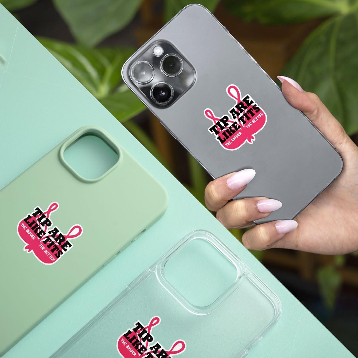 3Pcs Tips are Like Tits The Bigger The Better Sticker Funny Bartender Gift Tips Sticker Batender Care Tips are Like Tits Stickers for Tips Jar Decal for Laptop Bottle Phone Car Hard Hat 3"x3"