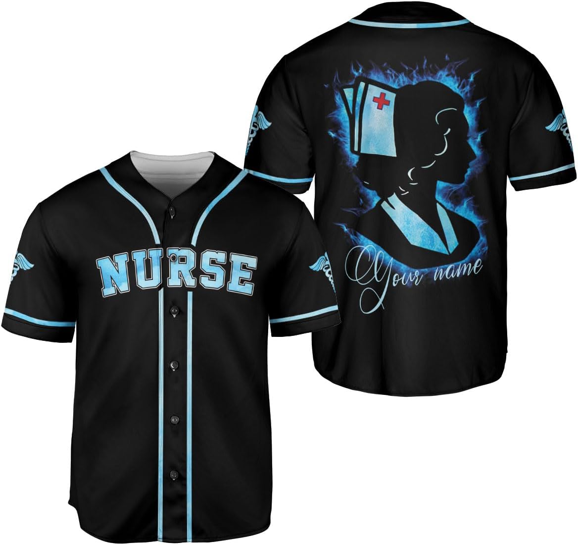 Woseprints Personalized Nurse Baseball Jersey Shirt, Nurse Graduation Gifts Funny Nurse T-Shirt Gift Nursing Emergency Shirts