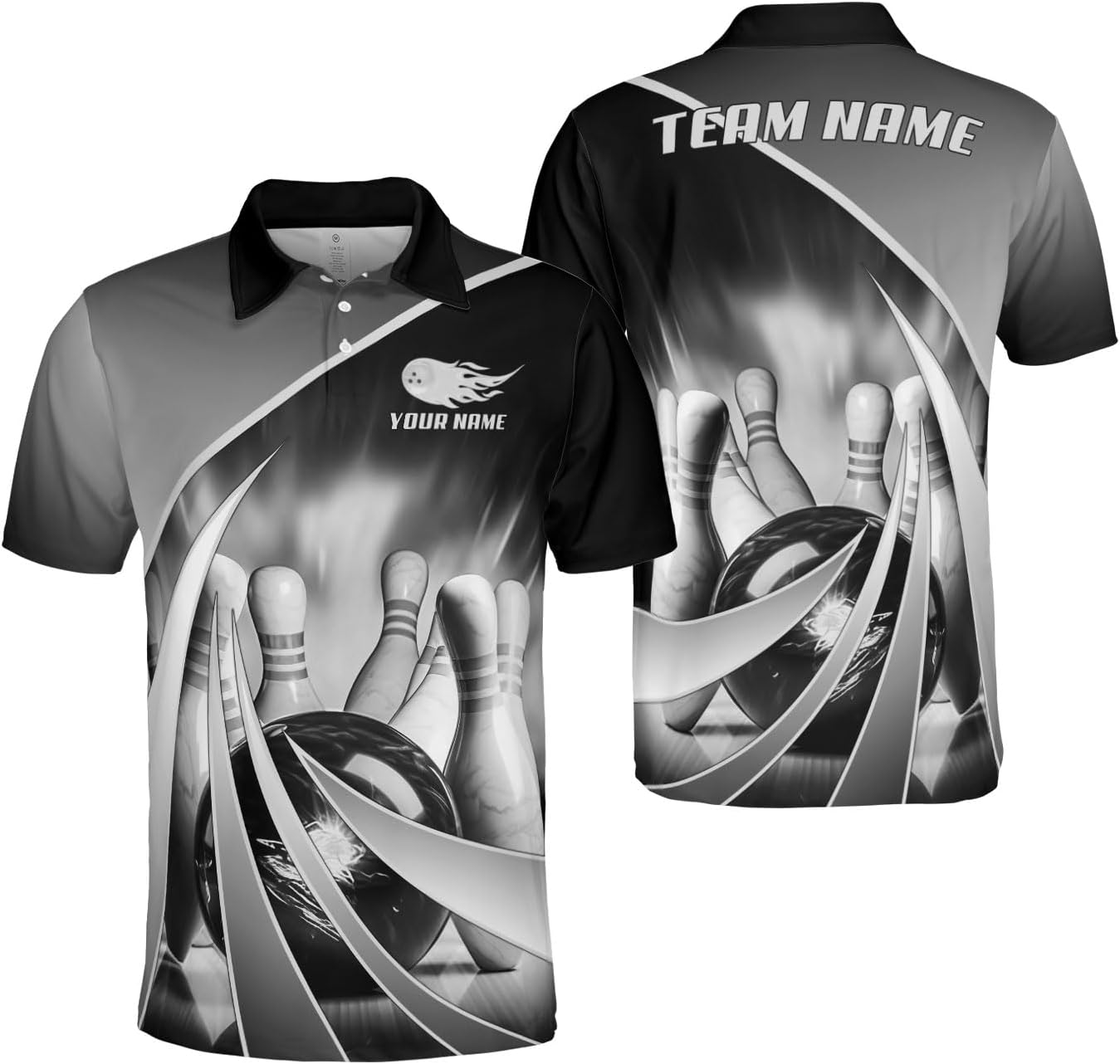 Ligthuy Personalized Name Bowling Polo Shirts 3D for Men and Women, Bowling Shirt, Bowling Shirts for Men Team Bowling Shirt