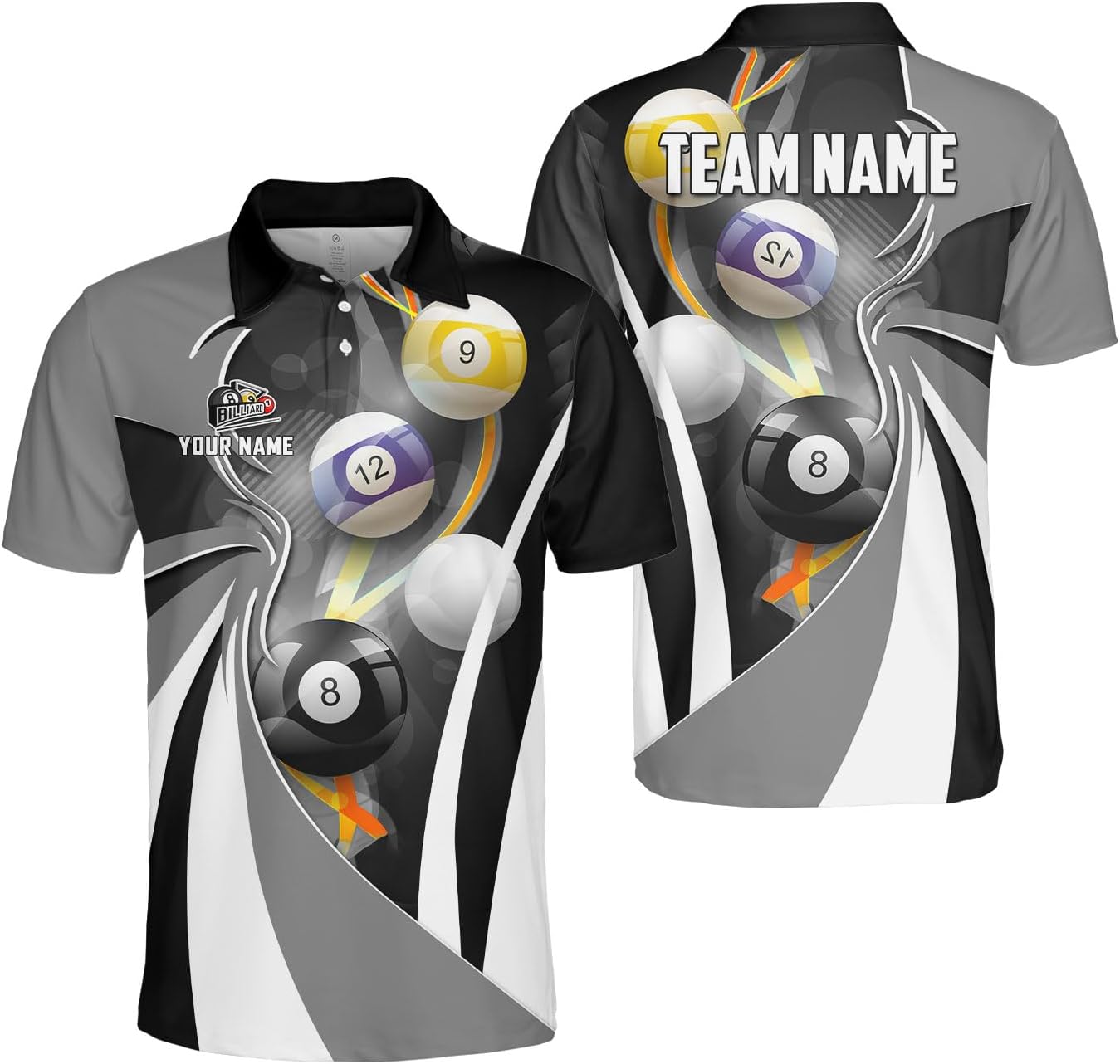Ligthuy Personalized Billiard Polo 3D, 8 Ball Shirt, Billiards Shirts for Men, Billiard Gifts for Men and Women S-5XL