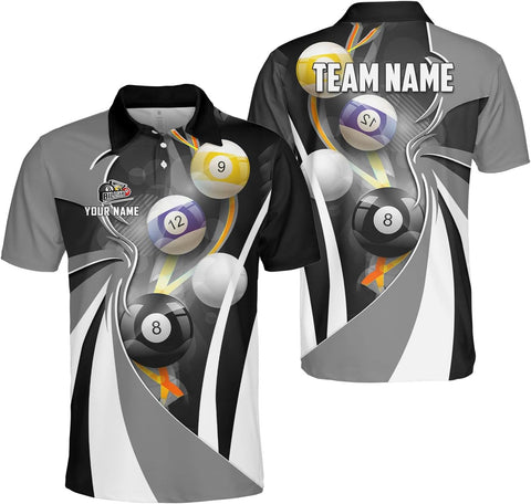 Ligthuy Personalized Billiard Polo 3D, 8 Ball Shirt, Billiards Shirts for Men, Billiard Gifts for Men and Women S-5XL