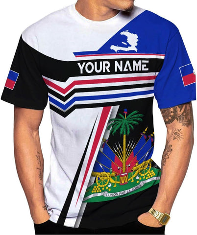 Vybonz Personalized Haiti Pride Flag Shirt, Haitian Sweatshirt 3D for Men & Women Haitian Pride Coat of Arms Hoodie
