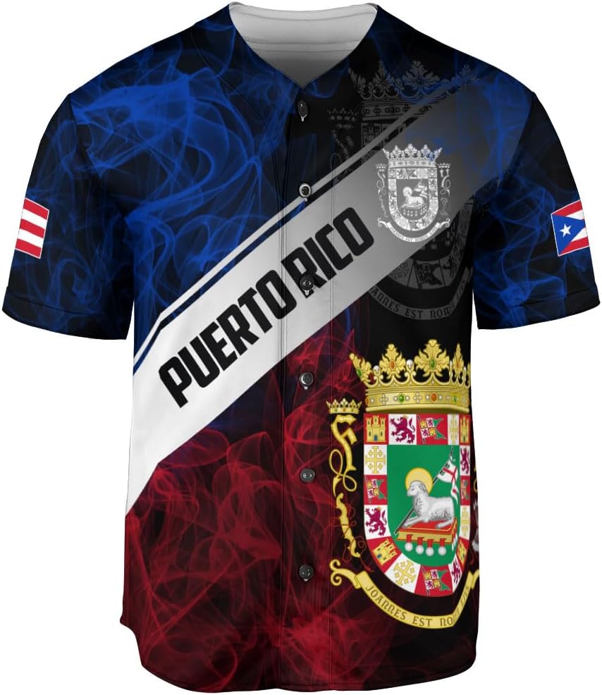 RoyalBro Personalized Puerto Rico Baseball Shirt - Custom Team Name, Puerto Rican Baseball Jersey for Men