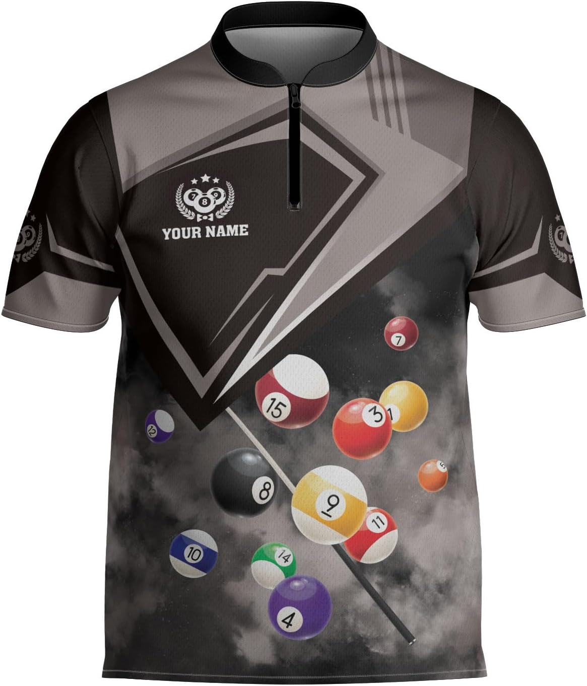 Intenprints Personalized Billiard Jerseys, Billiards Shirts for Men, Custom 8 Pool Billiard Quarter-Zip Pool Billiard Gifts