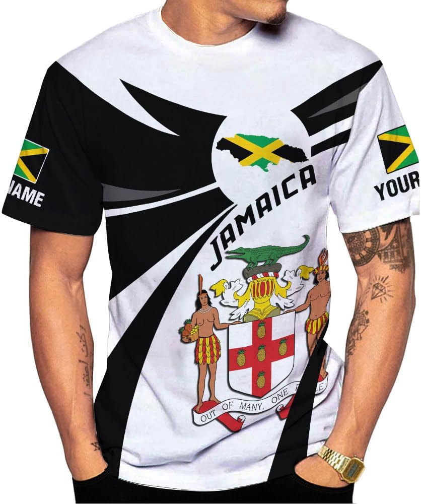 MoonArt Personalized Jamaica Shirt Custom Jamaica Flag Lion Hoodie for Men and Women, Jamaican Pride T-Shirt, Jamaicana