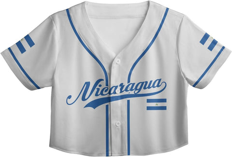 Personalized Nicaragua Baseball Croptop Shirt, Nicaraguan Flag Jersey for Women Jersey Pride