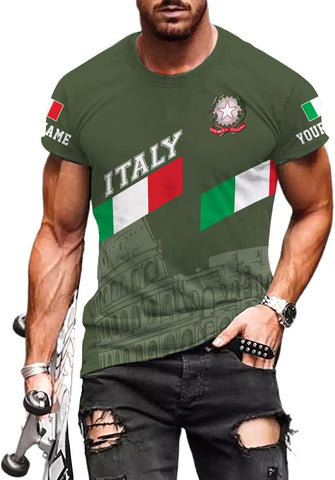 Personalized Name Italy Shirt 3D All Over Print, Italia T-Shirt, Roma Shirt, Italy Flag Pride Camisa for Italian (ITA 3)