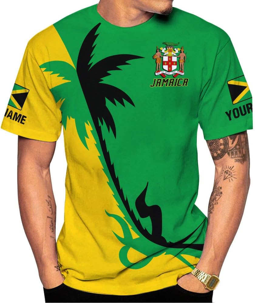 MoonArt Personalized Jamaica Shirt Custom Jamaica Flag Lion Hoodie for Men and Women, Jamaican Pride T-Shirt, Jamaicana
