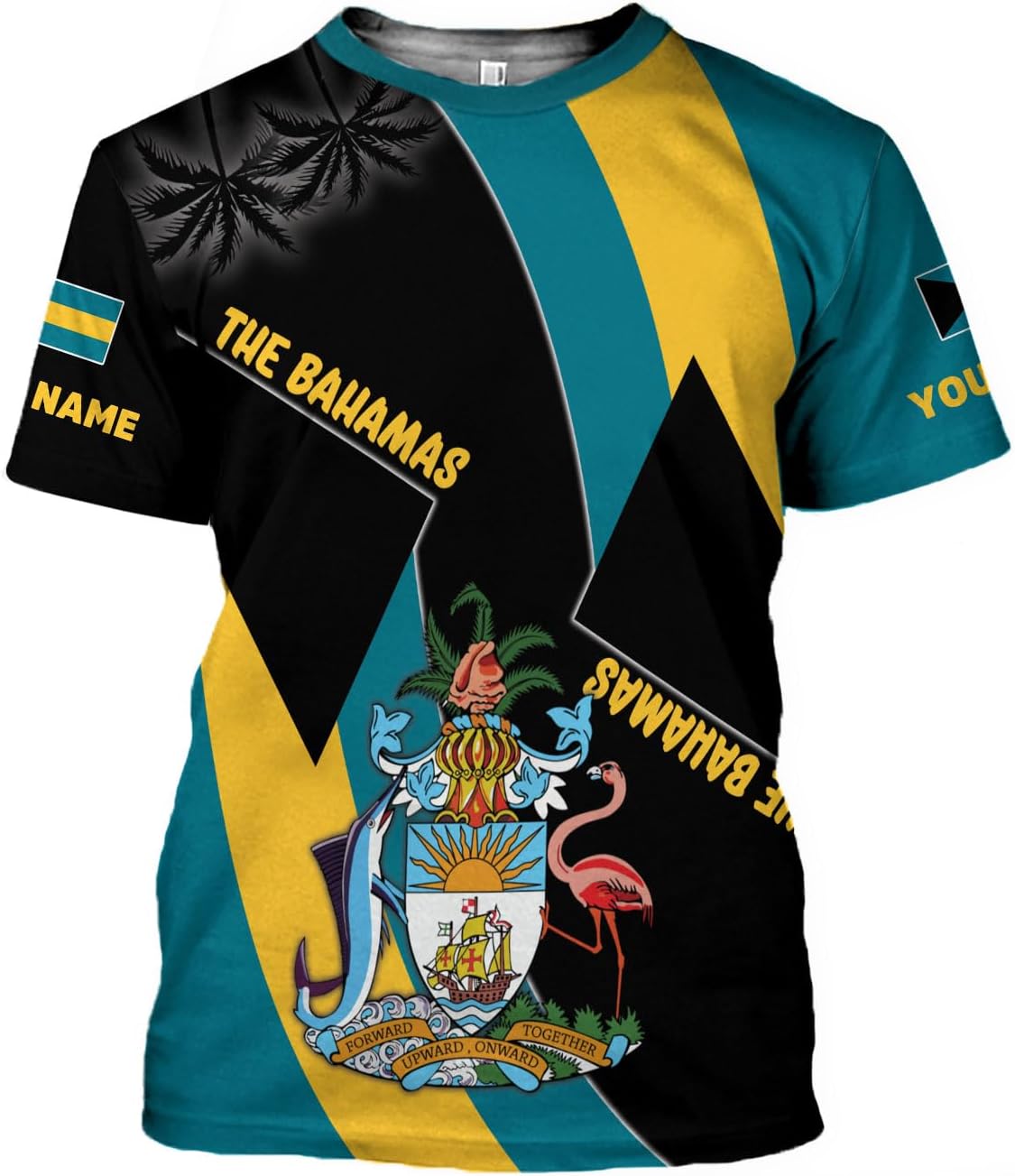 Artparel Personalized Bahamas Shirts 3D Bahamas T-Shirt Bahamas Shirts for Men Bahamas Souvenirs Shirts Bahamas Flag Shirts
