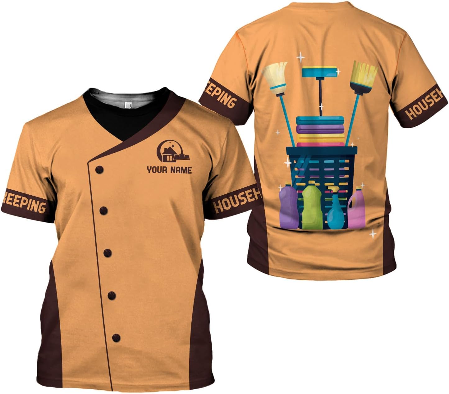 Personalized Housekeeping Shirts, Custom Cleaning Uniforms for Women 3D Cleaning Service Gifts Housekeeper Shirt Clean Lady