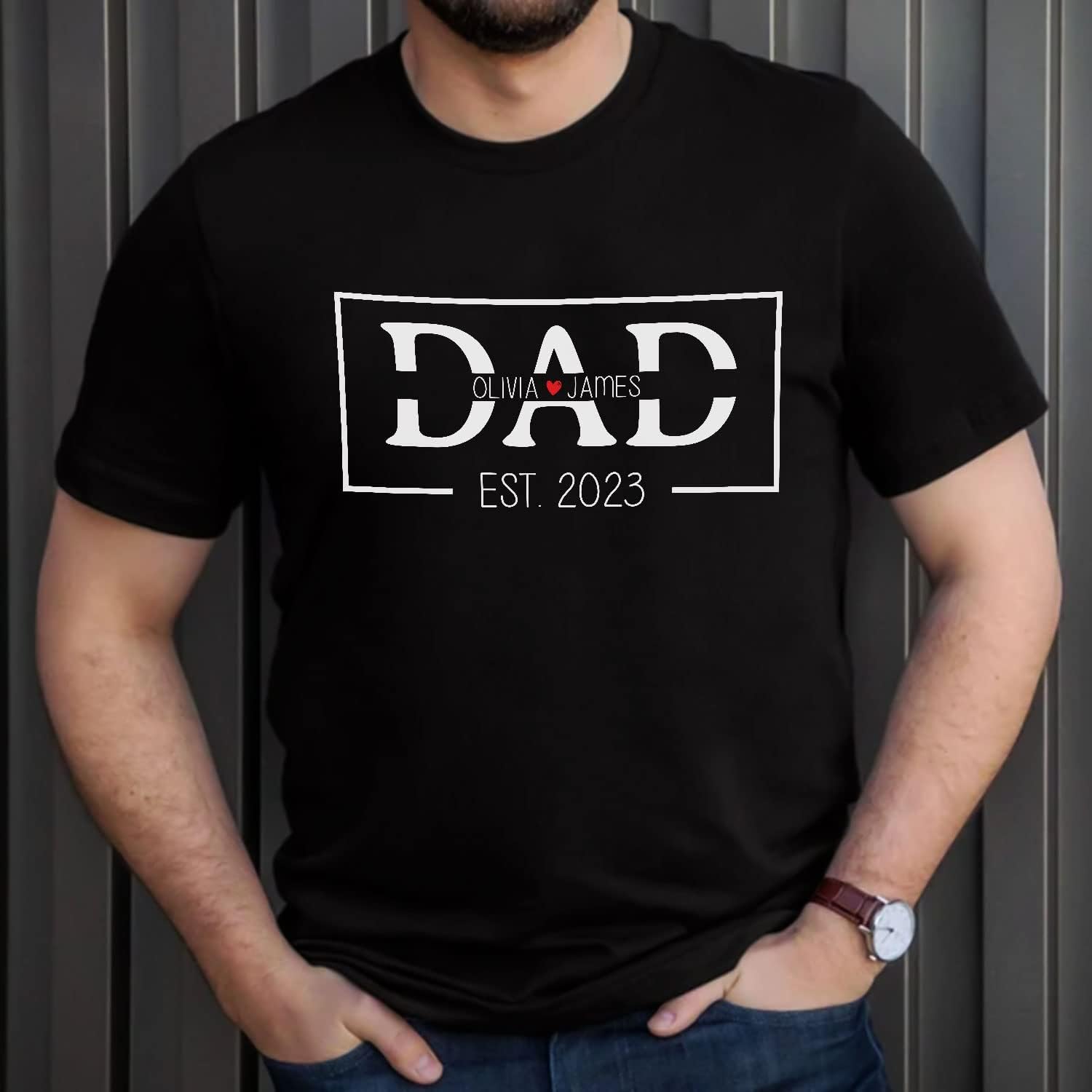 Personalized Grandpa Dad Papa Shirt Custom Kids Name Gift Fathers Day, Promoted to Dad Est 2023 Baby Daddy New Dad (TS34)