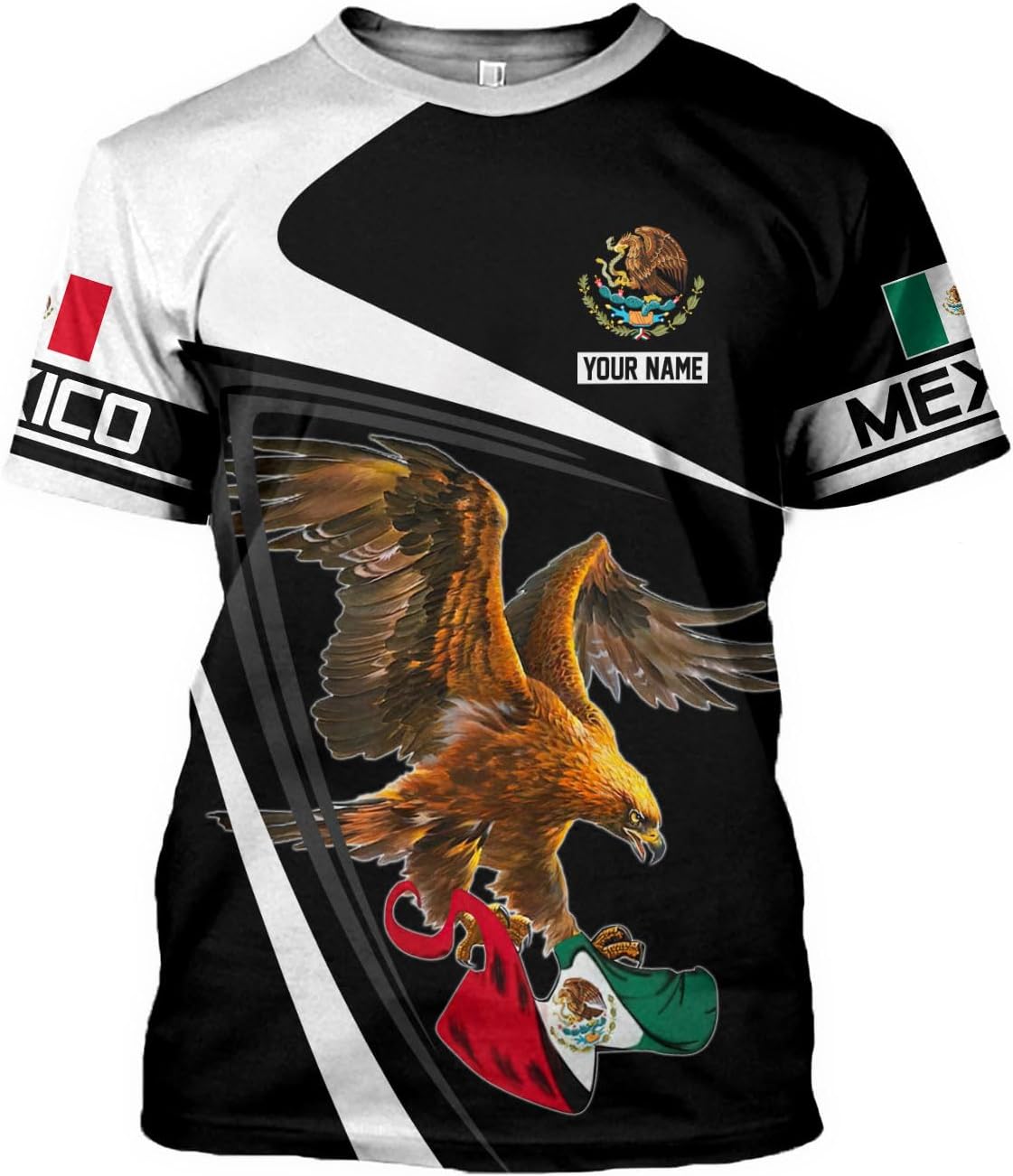 RoyalBro Personalized Mexico Shirt, Camisas de Mexico Customized Mexican Shirts Mexican Flag Mexico 3D Shirt for Men Women