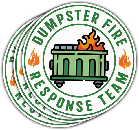 3Pcs Dumpster Fire Response Team Sticker Funny Meme This is Fine Dumpster Fire Sticker Gift Dumpster Fire Response Team Stickers Dumpster Fire Decal for Laptop Bottle Phone Car Hard Hat 3"x3"
