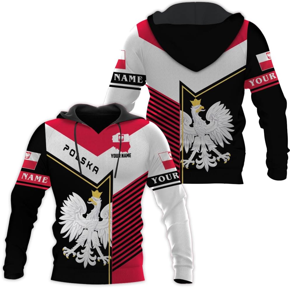 Vybonz Personalized Poland Hoodie Women & Men 3D, Poland Pride Shirt Polish Eagle
