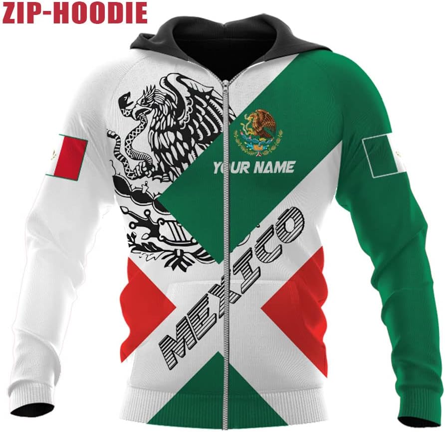 Personalized Name Mexican Hoodie 3D, Customized Mexican Hoodies for Men, Unisex Mexico Hoodie 3D, Mexico Hoodies for Men, Mexico Flag Gift for Women, T Shirt, Zip Up Hoodie, Sweatshirt HD23