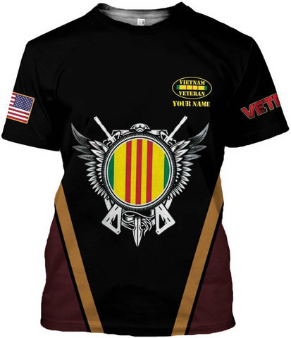 Ligthuy Personalized Name Vietnam Veteran Shirts 3D, Veterans Shirts for Men and Women, Veteran's Shirt Vietnam Veteran S-5XL