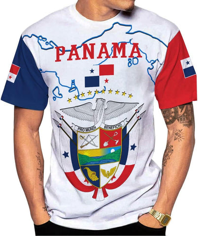 Custom Panama Shirts for Men 3D Panama Coat of Arms Shirts Panamanian Flag Pride Shirts Panama Hombres Camisa Men Women