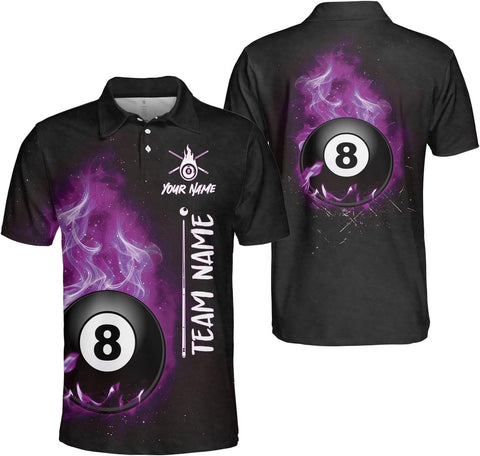 Personalized 8 Ball Polo Shirt, Billiard Shirt Custom Billiard Player 3D Print Shirts for Men Women Teams Pool (Polyester, PL173), Small-5X-Large