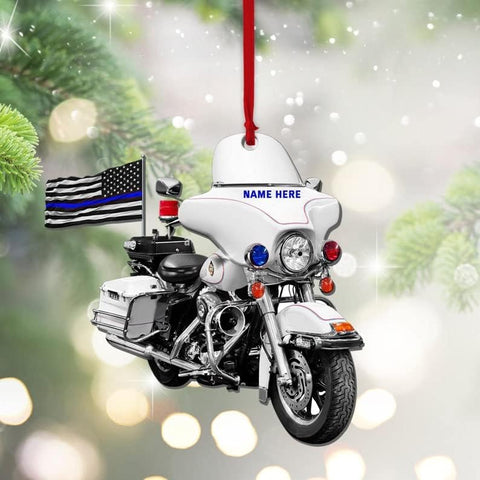 Generic Personalized Police Motorcycle Personalized Christmas Flat Ornament, Custom Motor Cops Ornament, Gift for Police, Gift for Friends, Christmas Police