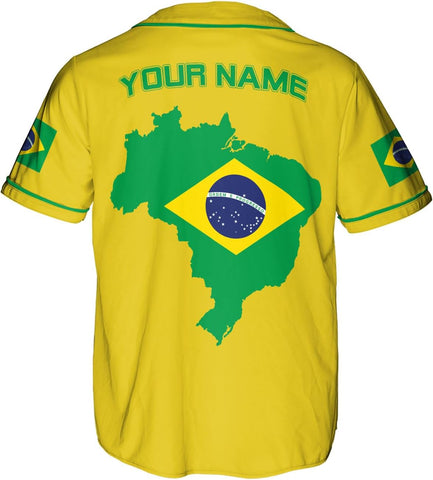 Mostprints Personalized Brazil Baseball Jersey Shirt 3D Brasil Brazilian Flag Bandera Bandeira Jersey Soccer for Men Women