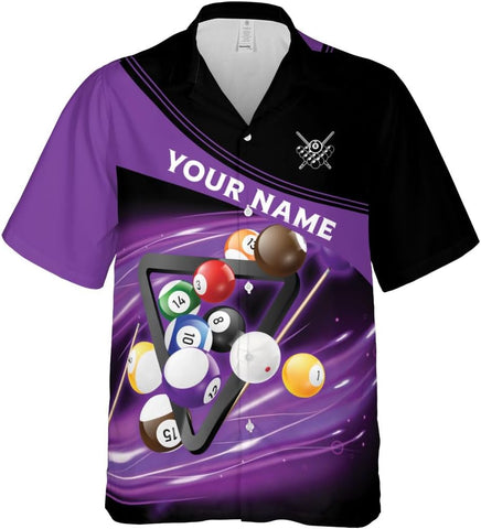 Personalized Billiard Hawaiian Shirt Button Down Custom Billiard Stick 8 Ball Pool Billiard Team Gift for Billiards