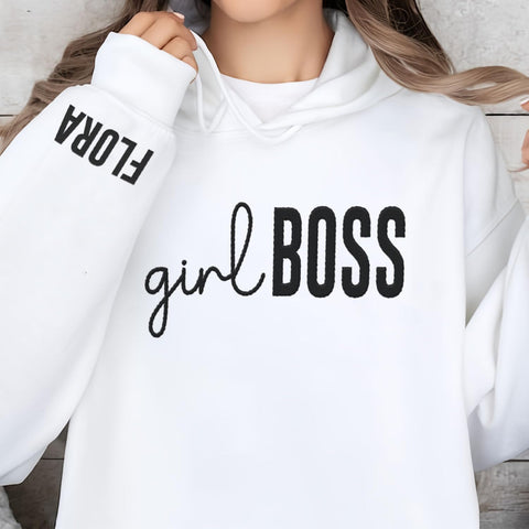 Personalized Embroidered Girl Boss Sweatshirt, Boss Hoodies For Women, Boss Lady Crewneck Sweatshirt, Gifts For Mother's Day (Cotton, GB 6)
