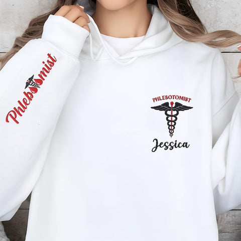 Custom Phlebotomy Technician Embroidered Sweatshirts, Phlebotomy Tech Hoodie, Phlebotomy T-shirts Gift For New Phlebotomist