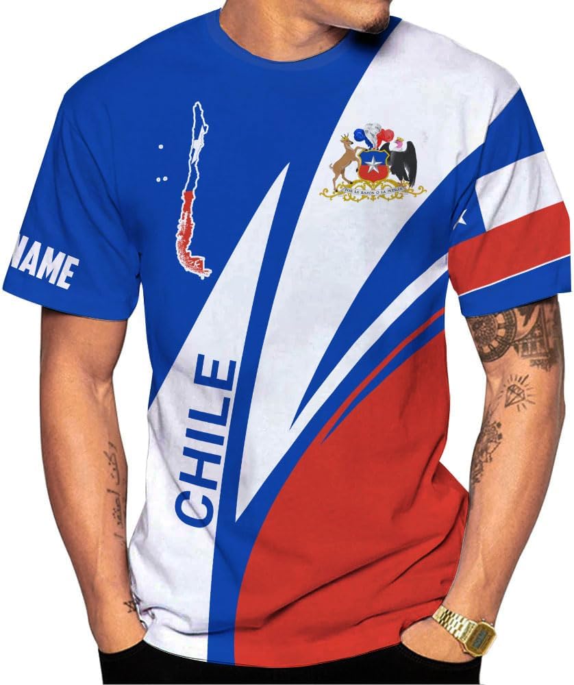 Personalized Name Chile Shirts for Men and Women, Chile Chilean Flag Pride Gift T-Shirt, Chilean Map and Flag