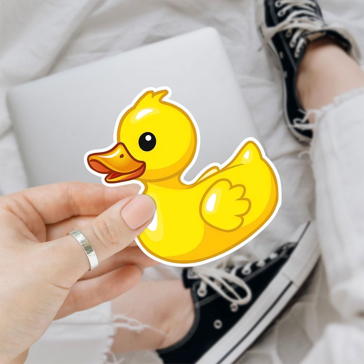 (3Pcs) Yellow Duck Sticker Funny Meme Cute Duck Decal, Duck Vinyl Sticker, Rubber Duck Sticker, Find The Duck Vinyl Sticker - Stickers for Laptop Water Bottle Phone Car Window Helmet 3 Inches (D1)