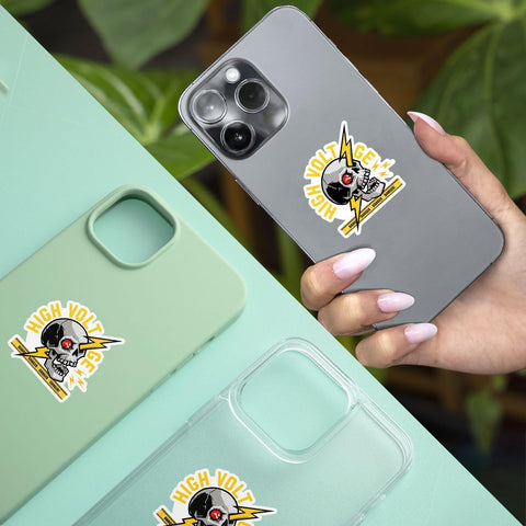 3 Pcs High Voltage Skull Sticker, Lineman Stickers, Skull Stickers, Skeleton Stickers Lineman for Toolbox Instruction Electrical Helmet Welder Water Bottle Tumbler Phone Case Gifts for Adults 3"x3"