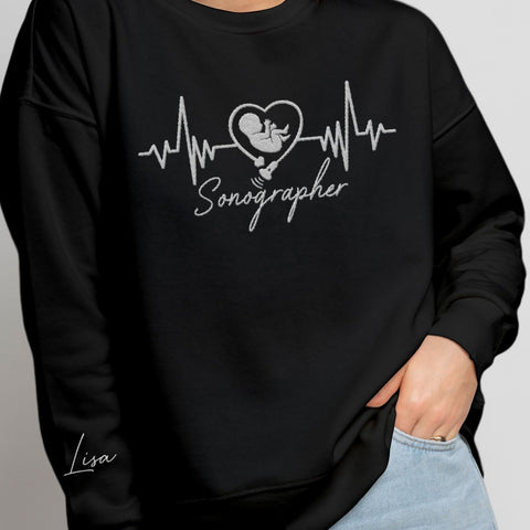 Custom Sonographer Embroidered Sweatshirt Ultrasound Tech Gifts For Women Sonography Technician Graduation Gift Sonographers