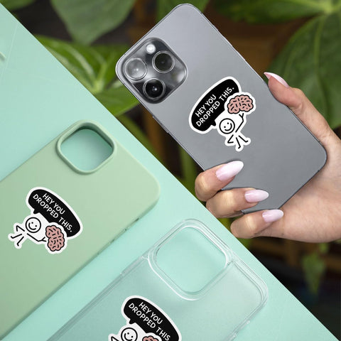 (3Pcs) Hey You Dropped This Brain Sticker, Hard Hat Sticker, Cute Joke Sarcastic Quote Meme, Funny Stickers for Adults - Vinyl Stickers 3 Inches for Laptop Water Bottle Phone Car Window Helmet
