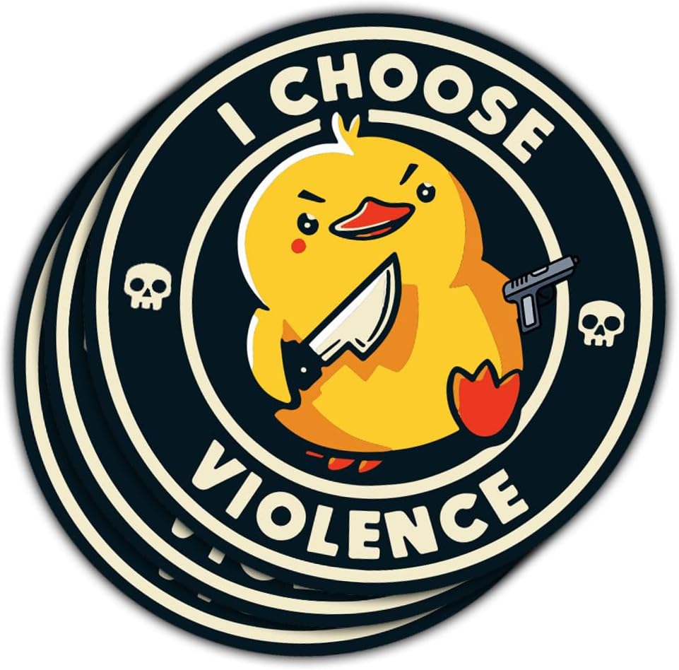 3 Pcs I Choose Violence Sticker, Funny Duck with Knife Ducky Meme Sticker Duck Dark Humor, I Choose Violence Ducky Stickers I Choose Violent Stickers for Laptop Phone Watter Bottle Car Helmet 3"x3"