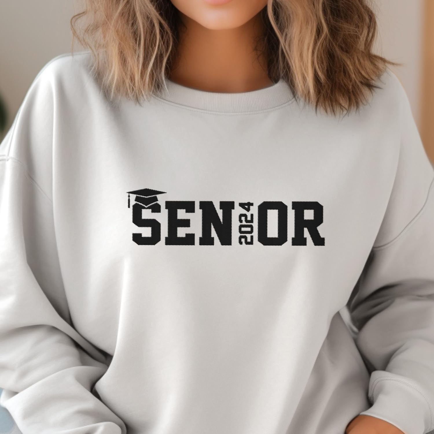 Personalized Senior Class of 2024 Embroidered Sweatshirt, 2024 Graduation Gifts, Senior 2024 Graduation Shirt (Cotton, SS206), Small-5X-Large