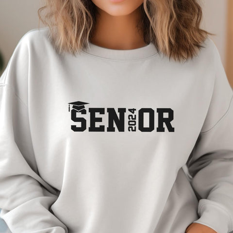 Personalized Senior Class of 2024 Embroidered Sweatshirt, 2024 Graduation Gifts, Senior 2024 Graduation Shirt (Cotton, SS206), Small-5X-Large