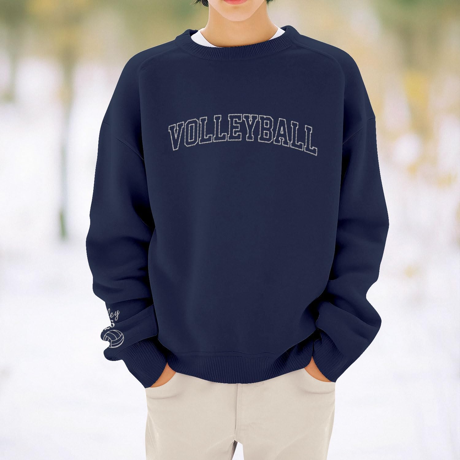 AOVL Personalized Volleyball Embroidered Sweatshirt, Volleyball Sweatshirt,Sweatshirt Volleyball Shirt Volleyball Crewneck