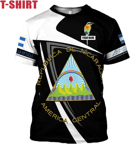 Rivelus Personalized Nicaragua Shirt 3D, Nicaragua Flag Shirts, Nicaraguan Camisas T-Shirt, Unisex Shirts for Men Women