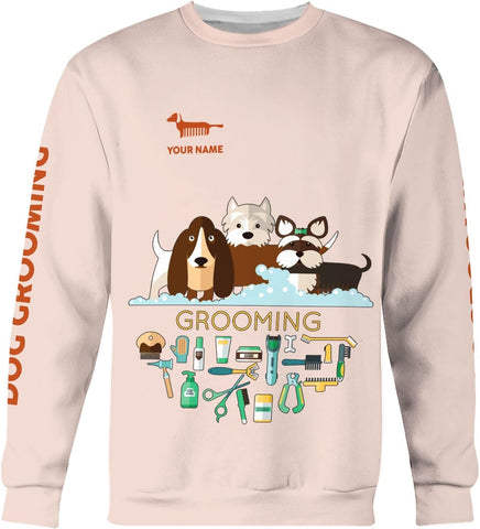 Mostprints Personalized Name Dog Groomer Shirt 3D, Funny Dog Groomer Apparel Shirts, Dog Groomer Gifts for Men and Women