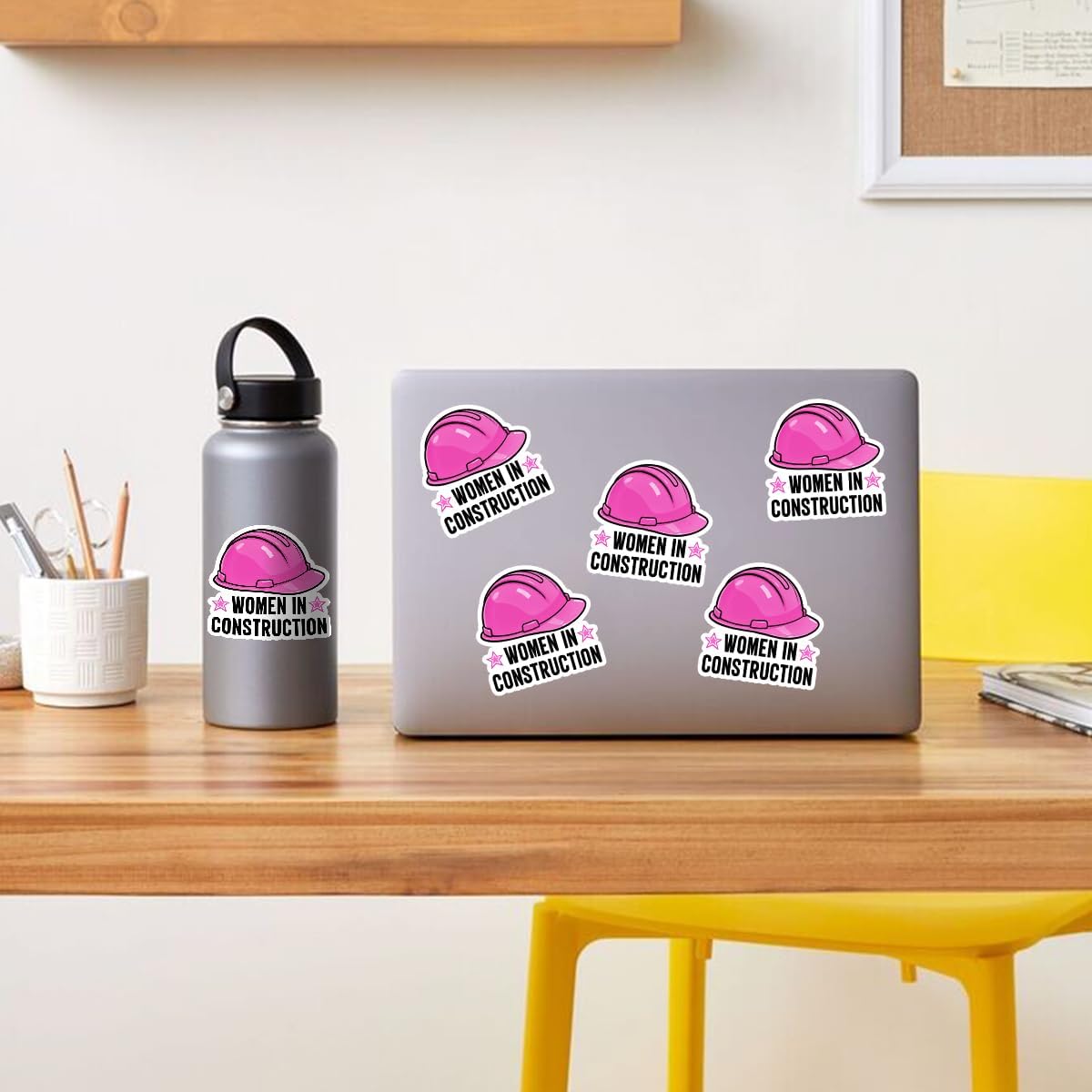 3 Pcs Women in Construction Sticker, Female Construction Worker Sticker for Engineers, Builders, Architects, Feminist Gift, Durable Waterproof Vinyl Sticker for Laptop, Water Bottle, Toolbox